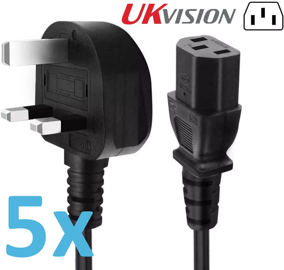 3m Long IEC Kettle Lead Power Cable 3 Pin UK Plug PC Monitor TV C13 Cord Metre