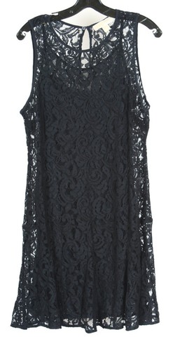 Abito da donna Michael Kors 10 blu navy linea a pizzo foderato senza maniche