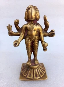 1800'C Ancient Antique Hindu God Dattatreya Figure Brass Worship Temple Statue - Picture 1 of 9