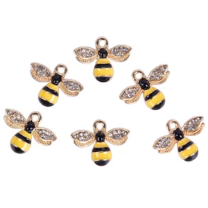 10Pcs/Set Enamel Crystal Honeybee Charms Pendant Jewelry DIY Making Craft-IL - Picture 1 of 9