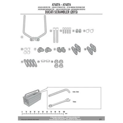 KIT DI ATTACCHI SPECIFICO X 7407A, 7407AS FOR DUCATI 800 SCRAMBLER ICON 2015-202 - Immagine 1 di 3