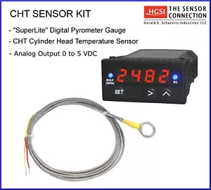 CHT Cylinder Head Sensor 14mm ID & Digital Pyrometer Kit, 0-5V Analog Output - Bild 1 von 4