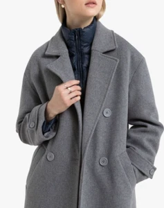 Abrigo La Redoute Largo Mezcla Lana Doble Pecho Talla 22 Calidad A Medida PVP £15 - Imagen 1 de 4
