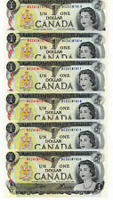 Bank of Canada 1973 $1 One Dollar Lot of 6 Consecutive Notes Crow-Bouey UNC