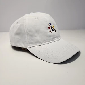 Polo Hat Cap Adult White Polyster Adjustable Strap Embroidered Logo Adams Mens - Picture 1 of 9