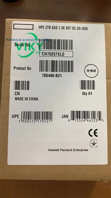 New 765466-B21 HP 2TB 12G SAS 7.2K RPM 2.5" 512E HDD 765873-001 765452-002 - Image 1 of 2