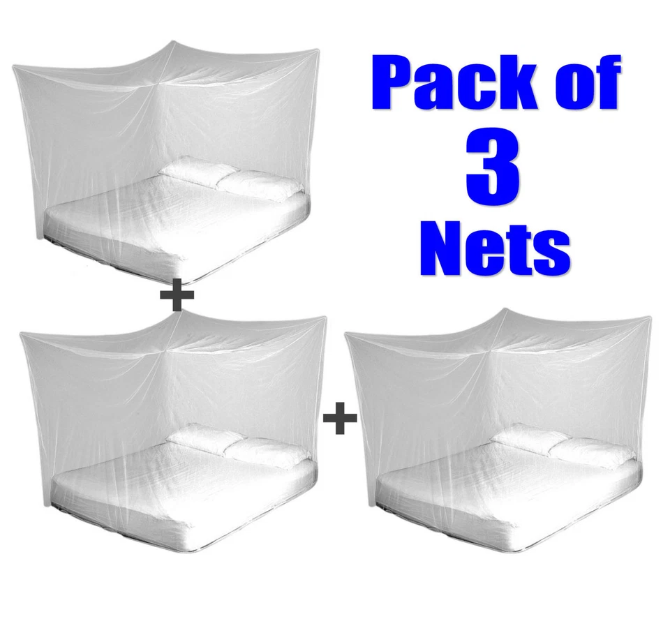 3x TravelMAX Mosquito Nets Double Queen King Size Box Insect Netting Treated - Image 1 of 1