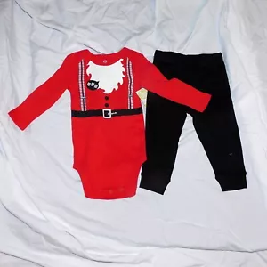 New Baby First Christmas Santa Outfit Costume 12 Months Long Sleeve 2pce Unisex - Picture 1 of 3