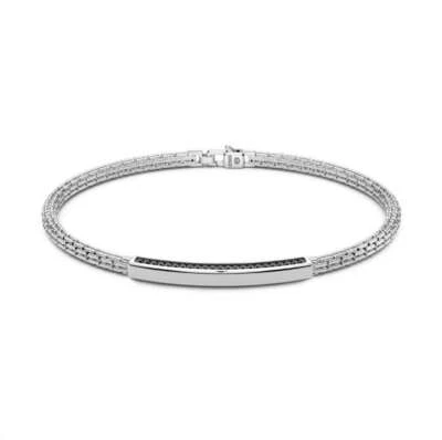 Bracciale uomo Zancan argento 925 con targa e spinelli neri ESB154 - Immagine 1 di 3