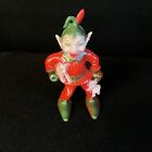 Vintage Christmas 1940s Rosen Rosbro Plastic Elf with Doll and Pig Ornament