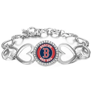 Boston Red Sox Women's Silver Adjustable Heart Bracelet w Gift Pkg D27-Rd - Picture 1 of 7