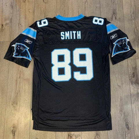 Vintage Reebok NFL Equipment Carolina Panthers Steve Smith Jersey Black Size L Cover