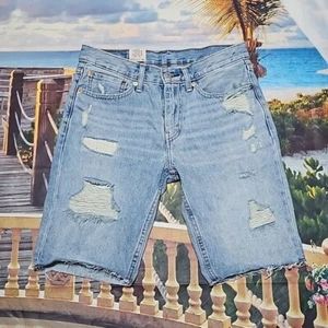 Levi's 511 schmale Shorts abgenutzt Acid Wash roher Saum Größe 31 neu mit Etikett - Bild 1 von 9