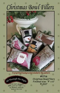 Christmas Bowl Fillers by Bonnie Sullivan - Wool / Cotton Applique Quilt Pattern - Picture 1 of 3
