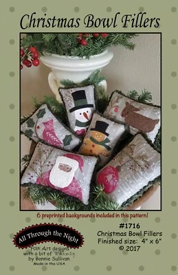 Christmas Bowl Fillers by Bonnie Sullivan - Wool / Cotton Applique Quilt Pattern - Image 1 of 3