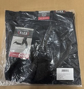Van Heusen Men's Flex Flat Front Straight Fit Pant Size 38W x 30L In Black  - Picture 1 of 3