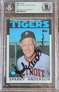 SPARKY ANDERSON 1986 TOPPS #411 SIGNED CARD TIGERS HOF DEC BAS - Picture 1 of 1