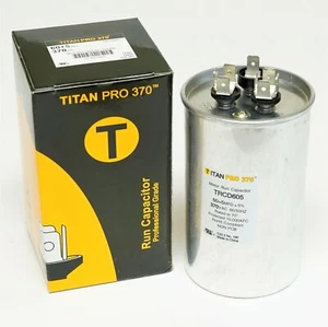 Condensador de funcionamiento redondo de doble motor TitanPro TRCD605 HVAC 60/5 MFD/UF 370 voltios - Imagen 1 de 4