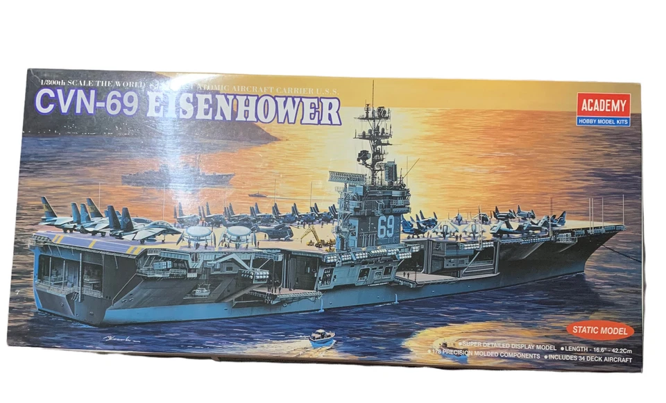 Plastic Model Kit 1/800 USS Eisenhower Cvn69 Aircraft Carrier Academy 14212