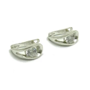Handmade Sterling Silver Earrings Solid 925 With 5.5mm Round CZ E000657 Empress - Picture 1 of 3