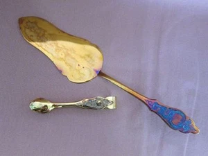 Robbe & Berking R&B Ostfriesenmuster Tortenheber & Zuckerzange vergoldet 15073 - Bild 1 von 3