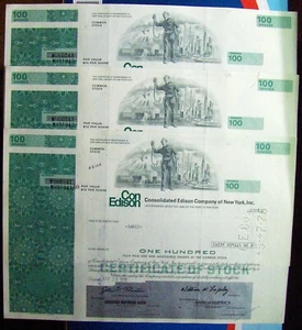 Stock certificate Con Edison World Trade Center payee Sarco broker Merrill Lynch - Picture 1 of 2