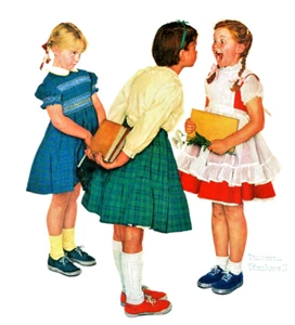 Norman Rockwell painting 3 Girls School Saturday Evening Post Fridge Magnet - Picture 1 of 4