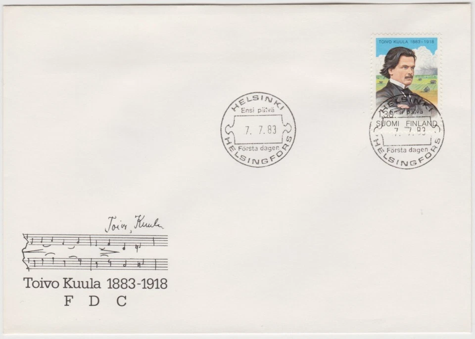 Finlândia FDC 1983 100º Aniversário de Toivo Kuula (1883-1918), Compositor Estado Perfeito - Imagem 1 de 1