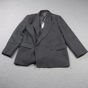 Country Road Women Blazer Jacket 12 Medium Double Breast Black Linen Wool RP$349 - Picture 1 of 10