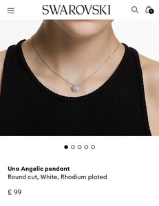 Swarovski Angelic White Rhodium Plated Clear Crystal Pendant Necklace - Picture 1 of 5