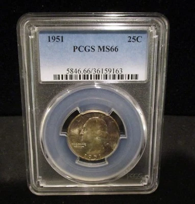 1951 Washington Silver Quarter - PCGS MS66 - Color!  - 9163    ENN COINS - Image 1 of 3