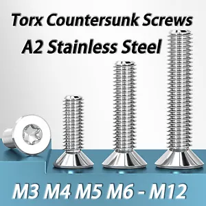 M2- M12 Torx Countersunk Machine Screws Six Lobe Bolts A2 Stainless Steel - Bild 1 von 87