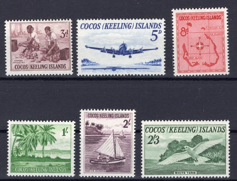 Cocos Island 1963 compl. set SG #1-6 clean MNH OG Cover