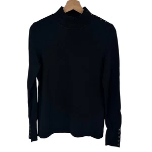 Joseph Ribkoff Pullover schwarz Stehkragen Langarm Knopf Schultermanschette M Strick - Bild 1 von 8