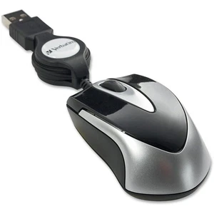 Verbatim Corporation 97256 Optical Mini Travel Mouse Black Retractable Cord - Picture 1 of 5