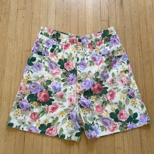 Vintage 80er Bongo Shorts geblümt ultra hoher Bund Baumwolle Gr. M Stretch - Bild 1 von 8