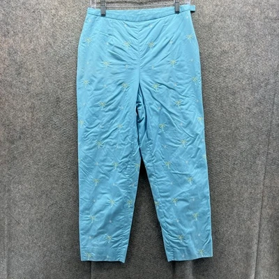 Pantalón Brooks Brothers 346 Mujer Pequeño Azul Palmera Bordado Tropical Foto 1 de 4