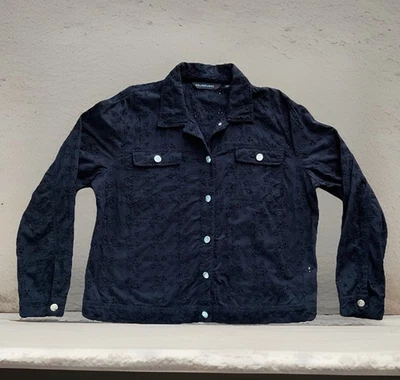 COLLEEN LOPEZ Women’s L Black Eyelet Lace Embroidered Lightweight Short Jacket - Image 1 of 4