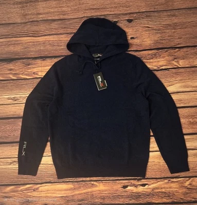 RLX Ralph Lauren Mens M 100% Cashmere Navy Hoodie NWT $328 - Image 1 of 4