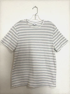 REISS maglia a righe t-shirt uomo L misto cotone blu grigio avorio casual - Foto 1 di 10