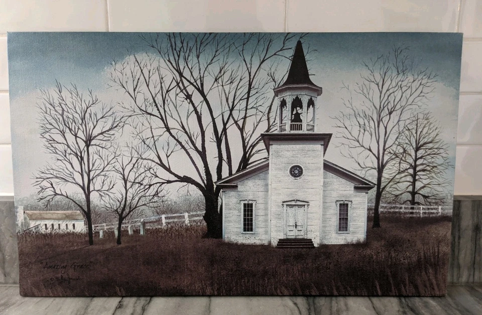 Billy Jacobs "Amazing Grace" Arte Folclórica, Arte de Igreja Country Impressão em Tela 12" X 20" - Imagem 1 de 4