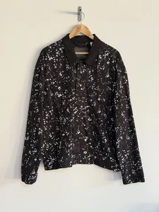 Levi’s Denim Trucker Jeansjacke Shacket schwarz weiß Farbspritzer Herren XL - Bild 1 von 13