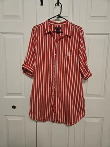 Lauren Ralph Lauren Womens Red And White Striped Button Down Shirt Dress XL - Picture 1 of 8
