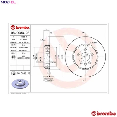 2x BRAKE DISC 08.C983.23 FOR LAND ROVER DISCOVERY/SPORT/VAN RANGE/EVOQUE 1.5L - Image 1 of 4