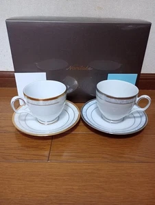 Noritake Hampshire Gold Platin Paar Tasse Untertasse - Bild 1 von 4