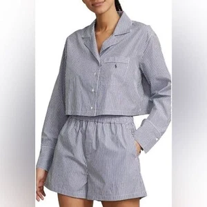 NWT*** Polo Ralph Lauren Crop Top & Boxer Poplin Pajama Set Size S - Picture 1 of 5