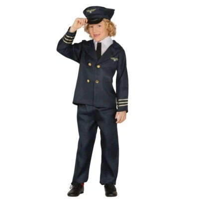 Pilot Kostüm Julian für Kinder 5-12 Jahre Uniform blau Fasching - Bild 1 von 2