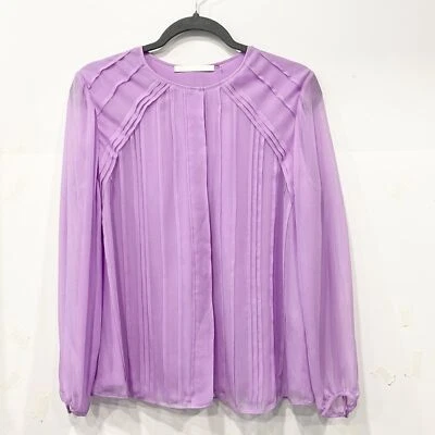 Jason Wu Collection Crinkle Silk Blouse Lavender Luxury Women Sz 8 Button Up - Image 1 of 4