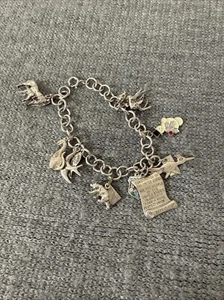 Pulsera de cadena vintage de plata de ley con dijes - Imagen 1 de 10