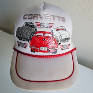 Vintage Chevy Corvette Trucker Mesh Snapback White Hat Cap 1953, 1963, 1978 - Bild 1 von 12